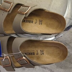 Birkenstock Brown Sandals with Suede Straps and Cork Footbed